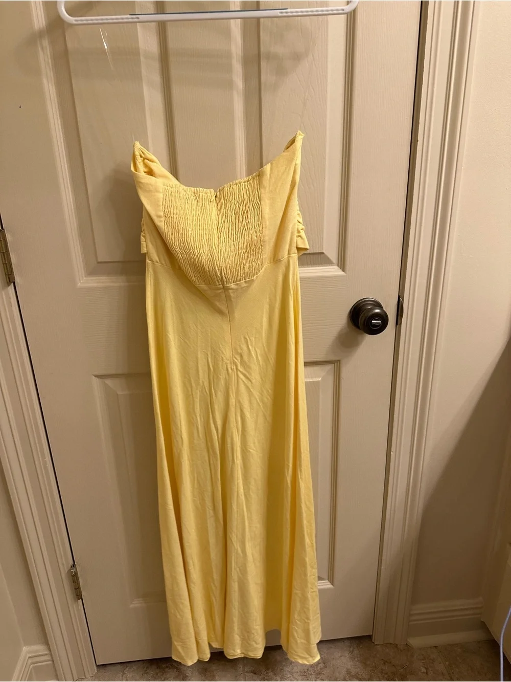 Petal & Pup Yellow Strapless Draped Maxi Dress